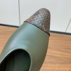 LP Rebecca Ballet Flats In Moss Dark Green Mix Brown Black Cowhide 984357
