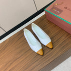 LP Rebecca Ballet Flats In White Mix Yellow Brown Cowhide 984358
