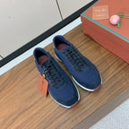 LP Week End Walk Sneaker In Navy Blue Denim Fabric And Sudede 984394