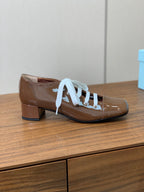 Prada 25s Mary Jane Shoes 55mm Brown Patent Leather