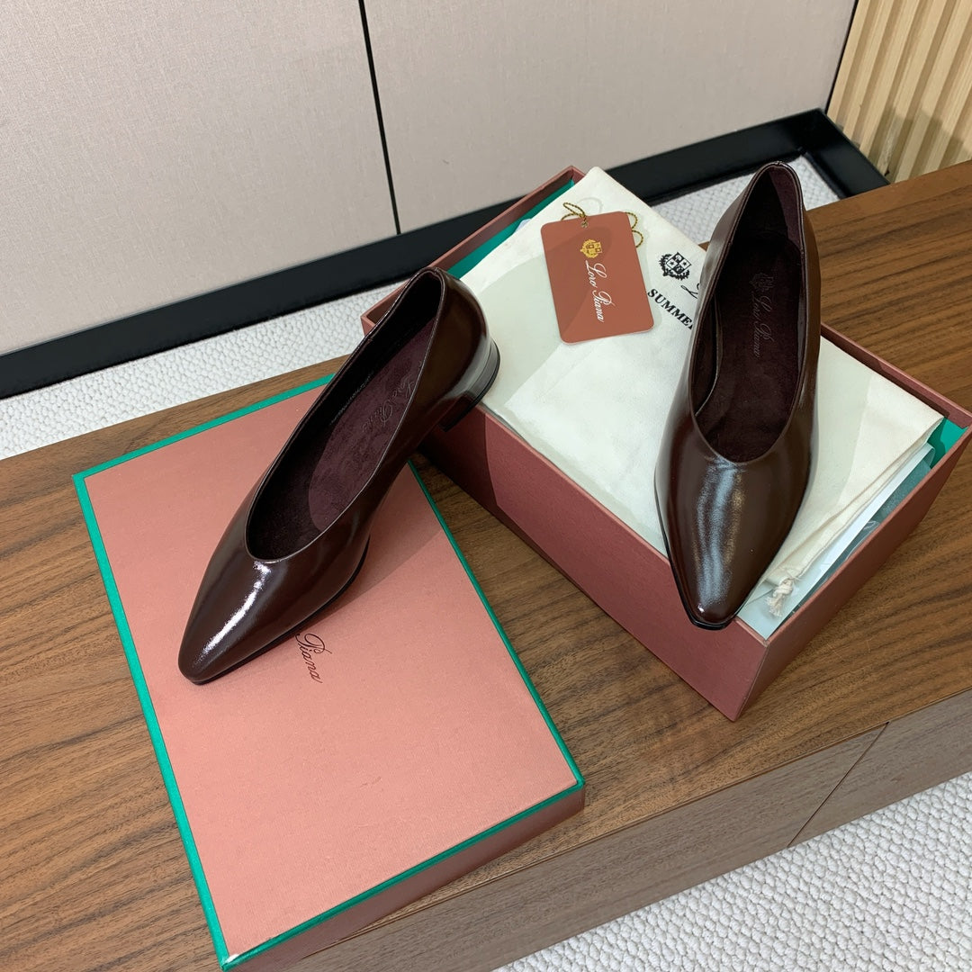 LP Rebecca Ballet Flats In Brown Patent Cowhide 474776