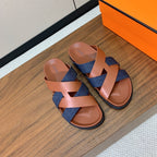 HM Kazimir Sandal Denim Brown Calfskin 294001