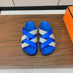 HM Kazimir Sandal Blue Gray Farbic Calfskin 293982
