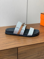 HM Jackson Sandal Grey Black Calfskin 294042