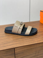 HM Jackson Sandal Beige Black Calfskin 294051