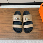 HM Jackson Sandal Beige Black Calfskin 294051