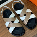HM Heracles Sandals White Etoupe Calfskin 294079