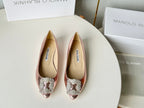 Manolo Diamond Buckle Pumps Pink Gold   Cowhide 451181