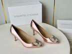 Manolo Diamond Buckle Pumps Pink Gold   Cowhide 451181