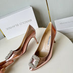 Manolo Diamond Buckle Pumps Pink Gold   Cowhide 451181