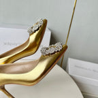 Manolo Diamond Buckle Pumps Gold   Cowhide 451182