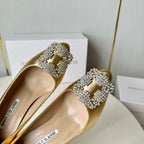 Manolo Diamond Buckle Pumps Gold   Cowhide 451182