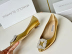 Manolo Diamond Buckle Pumps Gold   Cowhide 451182
