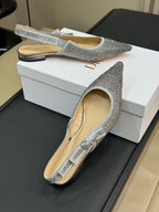 J'Adior Slingback Black Silver-tone Cotton Microbeads