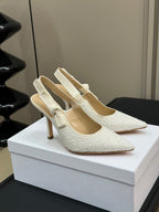 J'Adior Slingback White Cotton Microbeads