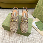 GG HIGH - HEEL SLINGBACK WITH HORSEBIT LIGHT BROWN CALFSKIN