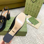 GG HIGH - HEEL SLINGBACK WITH HORSEBIT BLACK CALFSKIN