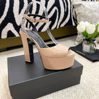 SL JODIE PLATFORM SANDALS BISQUE POLISHED CALFSKIN