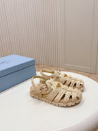 PRA RUBBER FISHERMAN SANDALS BEIGE LAMBSKIN
