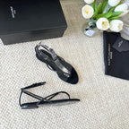 SL CRYSTAL FLAT SANDALS BLACK SUEDE