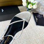 SL CRYSTAL FLAT SANDALS SILVER CALFSKIN