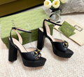 Horsebit 11cm Platform Sandal Black Calfskin