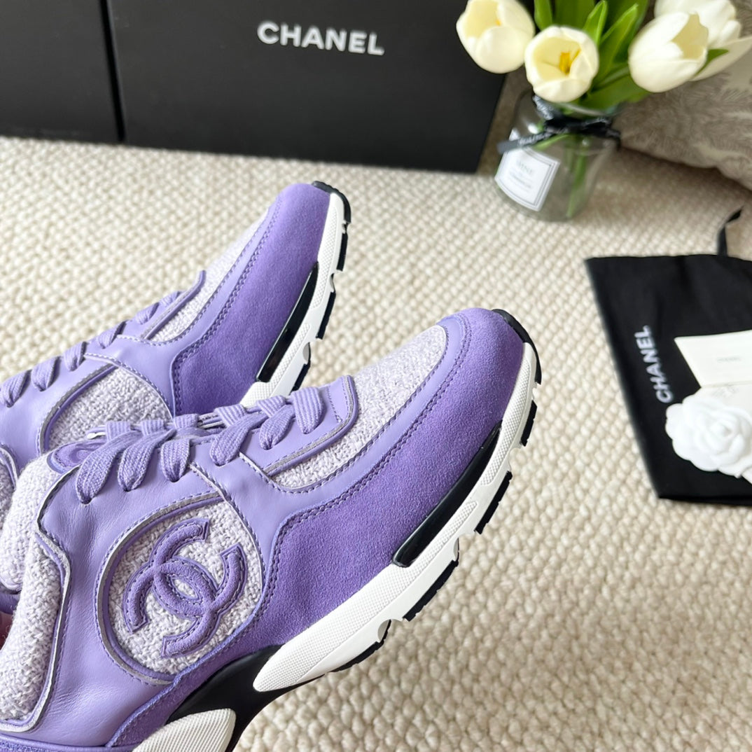 CC SNEAKER IN IRIS PURPLE WOOL TWEED AND SUEDE