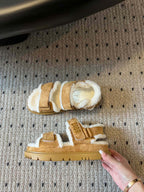 CD Dioract Sandal 40mm Brown Yellow Suede And Fleece Lining