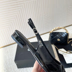 CC 26s Pointed-Toe Flats Slingback Black Patent Leather 787143