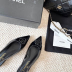 CC 26s Pointed-Toe Flats Slingback Black Patent Leather 787143