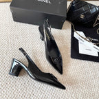 CC 26s Pointed-Toe Slingback Black Patent Leather 787142