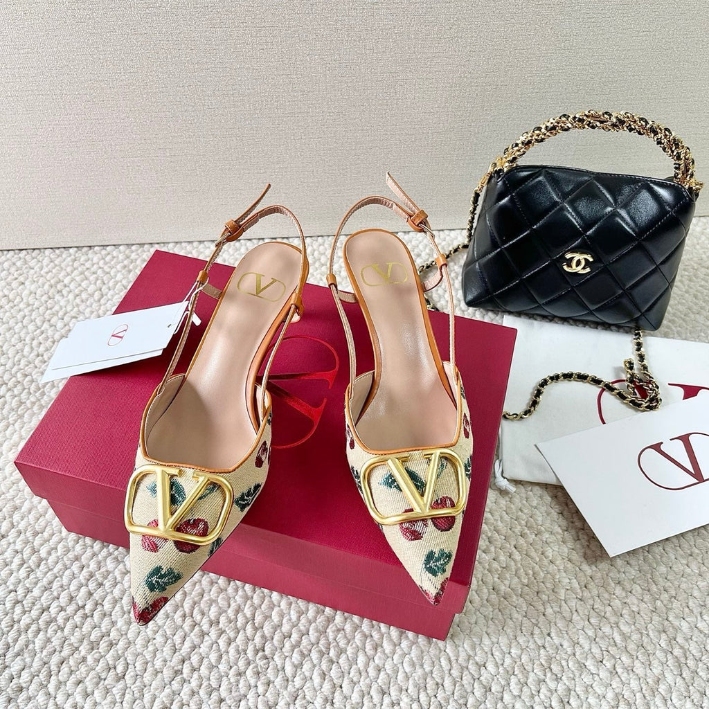 Vlogo Signature Slingback Pumps In Cherryfic Pattern 50mm 310517