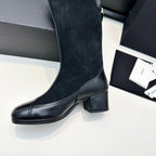 CC 25th Métiers d’art High Boots 55mm Black Suede & Cowhide 413020