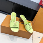 LV 26s High Heels 65 Sandals Light Mint Green Calfskin 622406