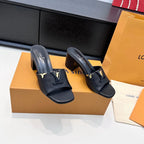 LV 26s High Heels 65 Sandals Black Calfskin 622410