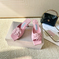 Jimmy Choo Skye Corsage Sandals Pink Sheepskin 669835
