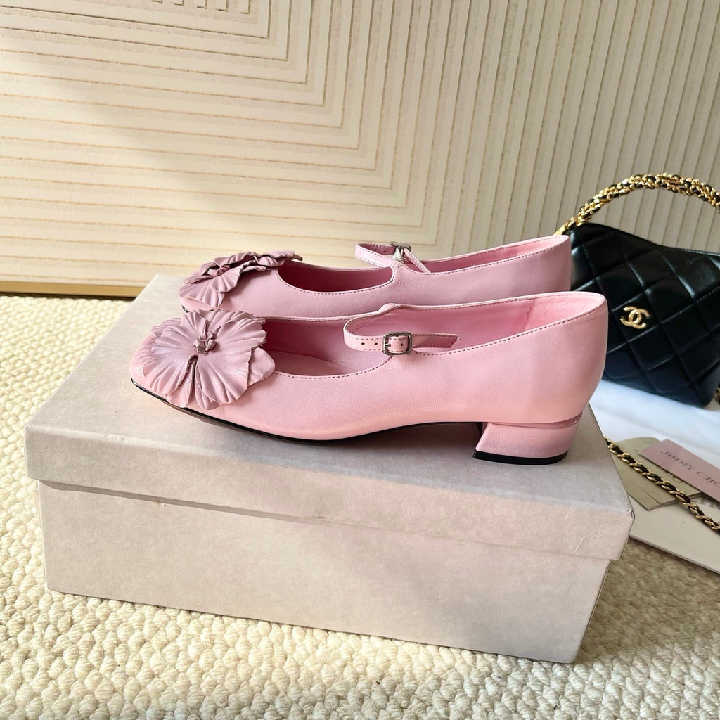 Jimmy Choo Skye Corsage Ballet Flat Pink Sheepskin 669836