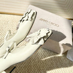 Jimmy Choo Skye Corsage Ballet Flat White Sheepskin 669839