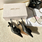 Jimmy Choo Skye Corsage Slingback Black Sheepskin 669844
