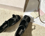 Jimmy Choo Skye Corsage Ballet Flat Black Sheepskin 669845