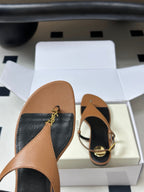 YSL Cassandra Slide Tan Smooth Leather 787566