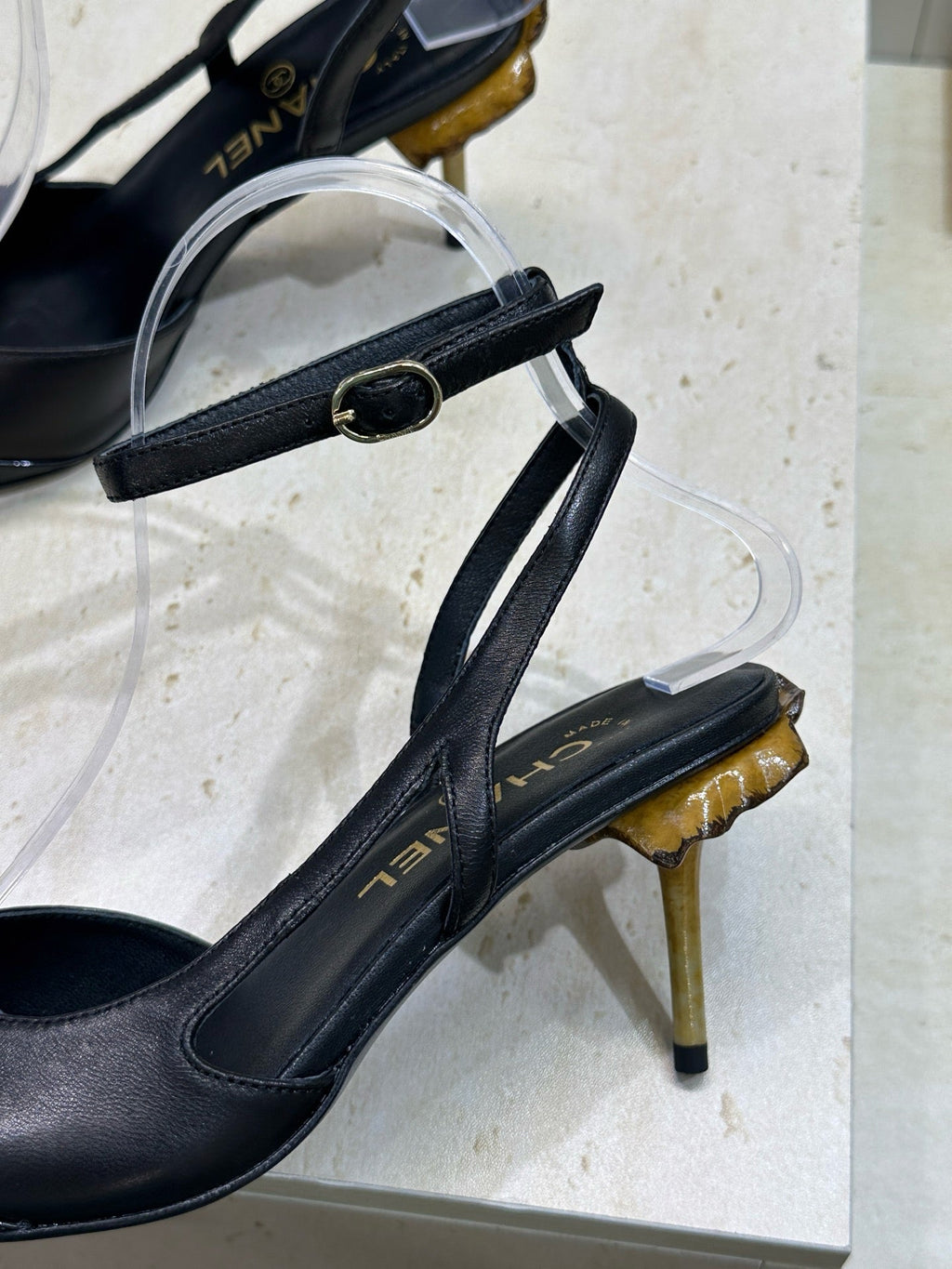 CC 2026 Couture Slingback Mushroom Heels Black Patent Leather 787181