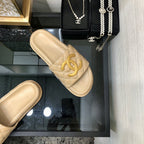 mule sandal 30 beige quilted waxed leather