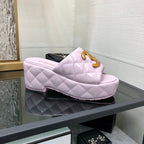 mule sandal 95 pink quilted waxed leather