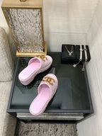 mule sandal 95 pink quilted waxed leather