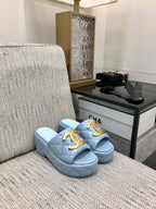 mule sandal 95 cloud blue quilted waxed leather