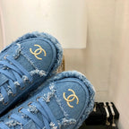CC Sneaker Blue Fringe Denim Fabric
