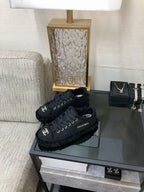 CC Sneaker Black Fringe Denim Fabric