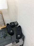 CC Sneaker Black Fringe Denim Fabric