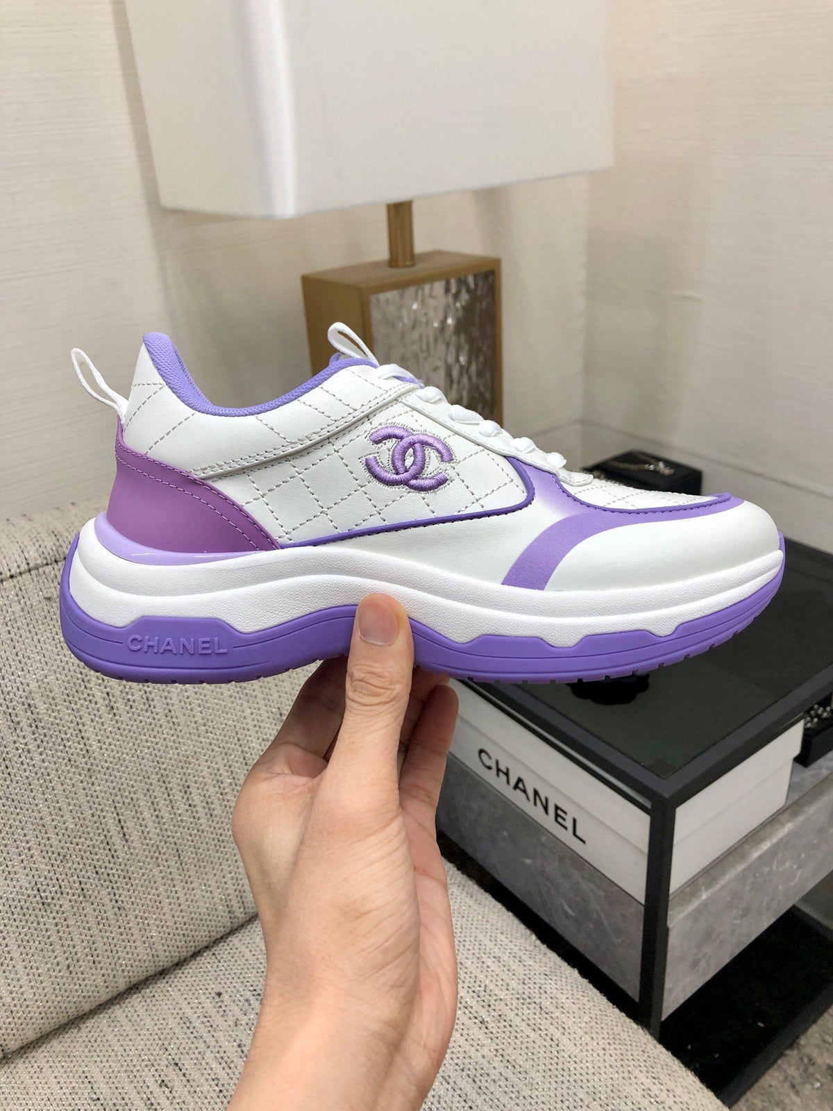 CC Sneaker Purple White Nappa Leather